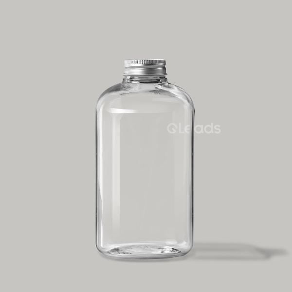 小口500ml透明扁形铝盖塑料瓶