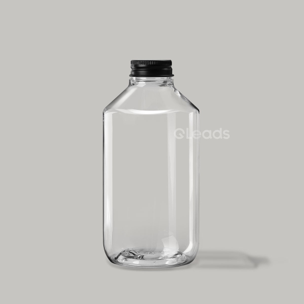 500ml透明斜肩圆形铝盖pet塑料瓶
